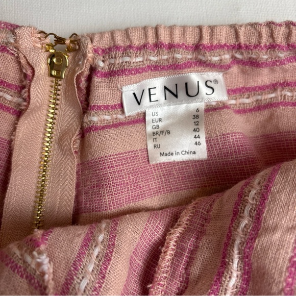 Venus Linen Maxi Dress Pink Stripped Size 6 Crossover Halter Cottagecore - Picture 7 of 13